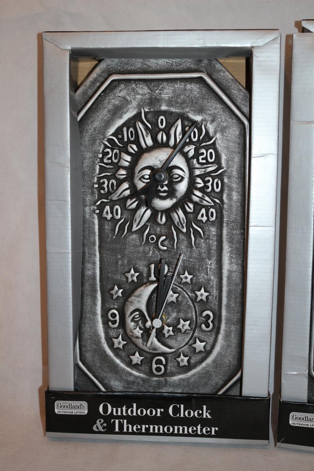 Two New Outdoor Terracotta Clock Thermometer Boxed