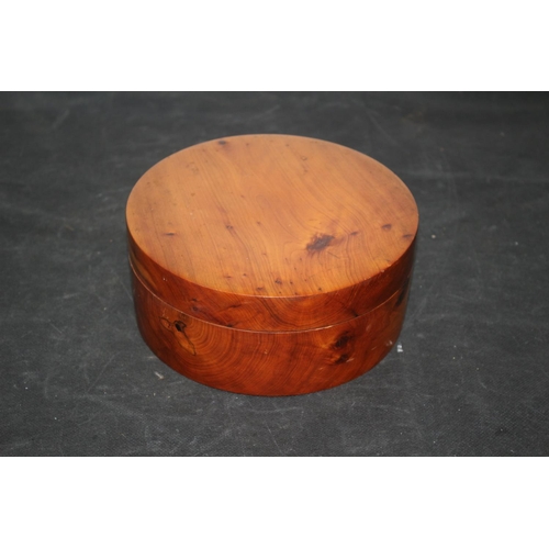437 - Believed to be Walnut Circular Trinket Box 16cm diameter