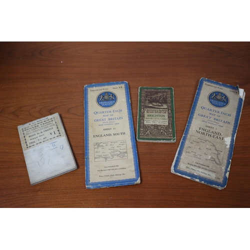 518 - A selection of vintage Ordinance Survey maps incl. England, Wales, France and Brighton