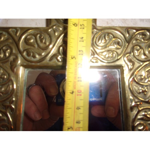 5 - Beautiful Arts and Crafts Brass Finely Decorated Hand Held Mirror - Celtic Design 32cm x 16.5 cm