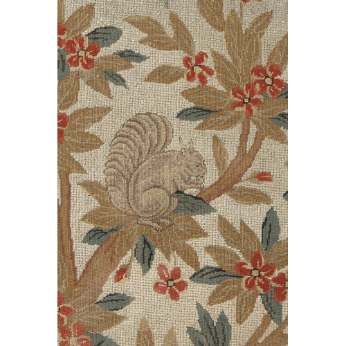 635 - A FINE ENGLISH  NEEDLEWORK PANEL   worked on linen in coloured silk and wool with a shepherd observi... 