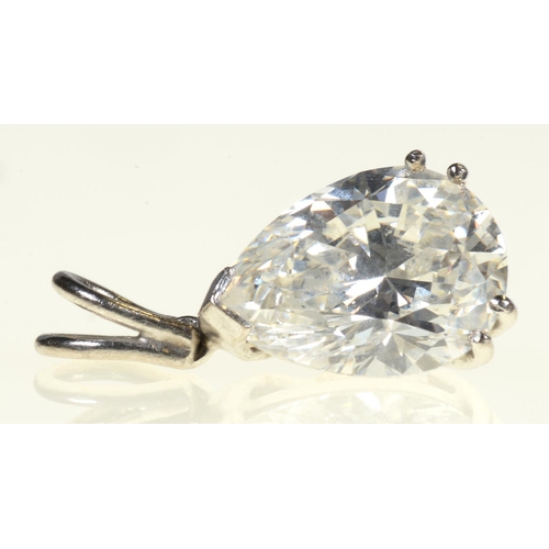 16 - A PEAR SHAPED DIAMOND PENDANT  mounted in white gold,  the diamond of approx 2.2ct, 145mm including ... 