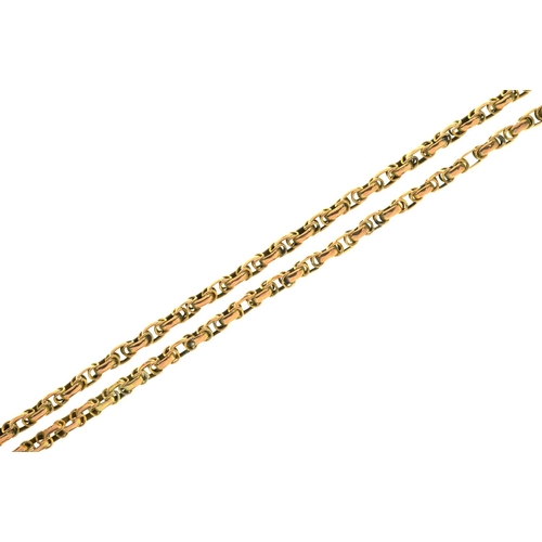 20 - A GOLD LONG CHAIN, LATE 19TH C  approx 155cm, marked 9ct, 27.5g