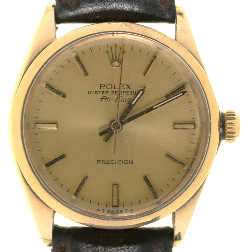 56 - A ROLEX 14CT  GOLD SELF WINDING WRISTWATCH OYSTER PERPETUAL AIR-KING  Ref 5560, No 2131281, movement... 