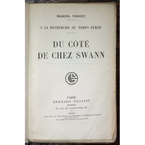 699 - PROUST, MARCEL DU COTE DE CHEZ SWANN  Paris, Bernard Grasset, 1914, wrapper dated 1913, first editio... 