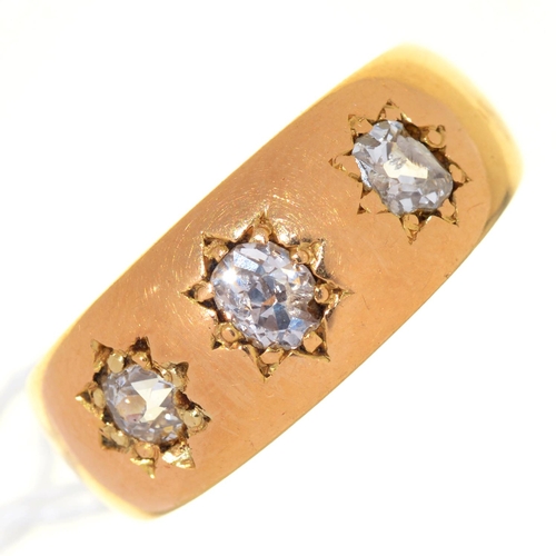 31 - A VICTORIAN DIAMOND RING, GYPSY SET IN 18CT GOLD, MARKS RUBBED, BIRMINGHAM 1896, 9.2G, SIZE P