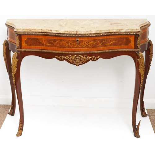 1625 - A reproduction giltmetal mounted serpentine mahogany and marquetry side table, in Louis XV style... 