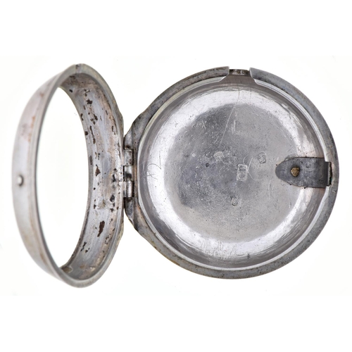 12 - An English silver pair cased verge watch, Frans Pinney London, No 8355, with enamelled dial and fine... 