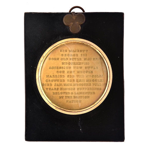 25 - A George III memorial uniface or cliche medal, c1820, giltmetal, 70mm, papier maché frame Provenance... 