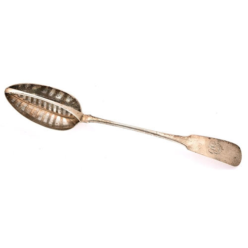 57 - An Irish George III silver straining spoon, Fiddle pattern, by John Pittar, Dublin 1813, 4ozsProvena... 