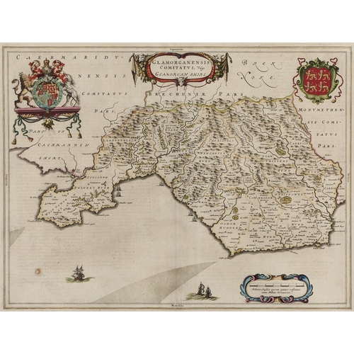1432 - Blaeu - Gloucestershire; Glamorganshire, two, double page engraved maps, 1645-46, hand coloured... 