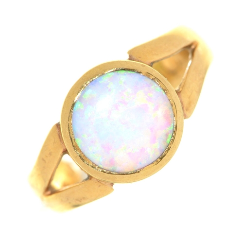 1 - An Edwardian opal ring, in 18ct gold, marks rubbed, Birmingham, 2.9g, size J