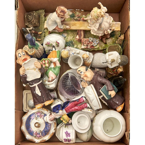 1020 - Miscellaneous ornamental ceramics, to include a pair of Staffordshire porcelaineous male and female ... 