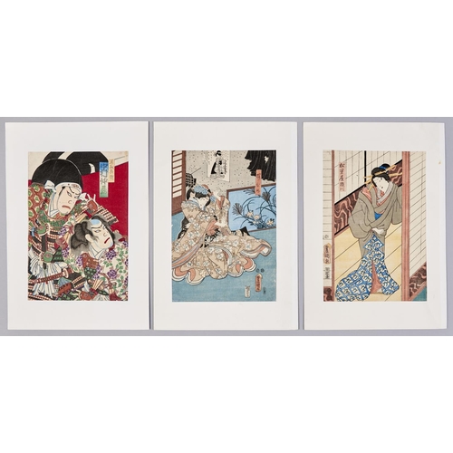 1429 - Three Japanese woodblock prints, comprising Utagawa Toyokuni III (Kunisada) (1786-1865) - Sakura-him... 