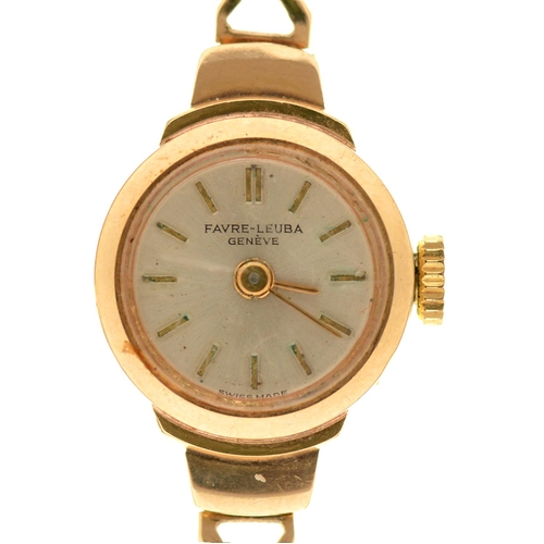 96 - A Favre-Leuba 9ct gold lady's wristwatch, on gold bracelet, 15mm, Edinburgh 1966, 10.2g... 