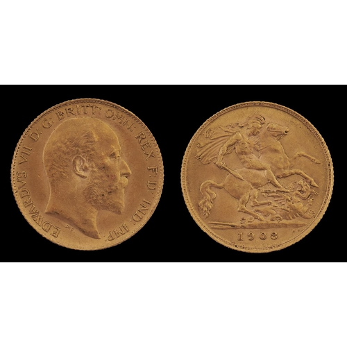 37 - Gold Coin. Half sovereign 1908