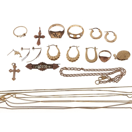 44 - Miscellaneous gold jewellery, 33.3g