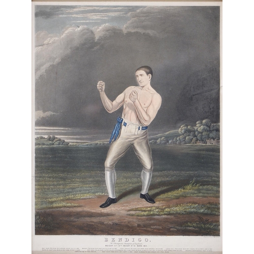 478 - Charles Hunt II (b. 1830) - Bendigo (Wm Thompson, Champion of England), aquatint, hand coloured, mou... 