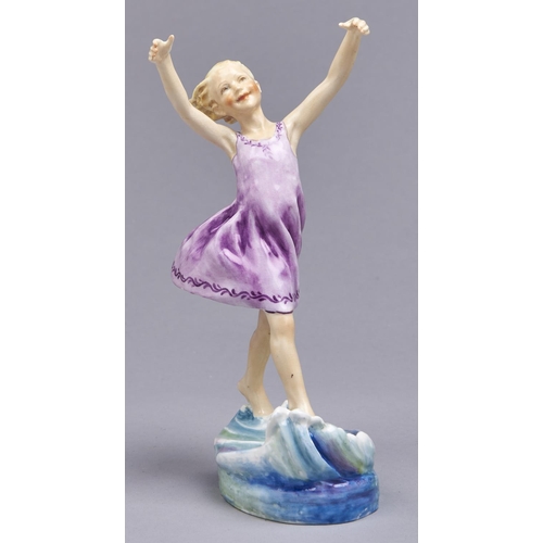 556 - A Royal Worcester figure of Dancing Waves, designed by F G Doughty, mid 20th c, 23cm h, black printe... 