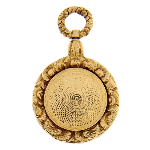 56 - An English gold mourning locket, early 19th c,  engine turned within chased surround, double si... 