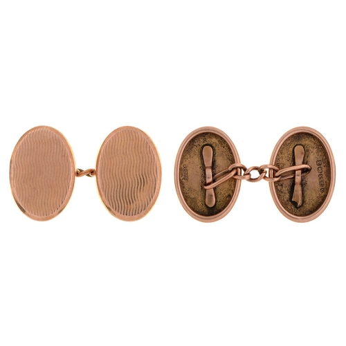 33 - Two pairs of 9ct gold cufflinks, 17 and 18mm, both Birmingham, by different makers, 1924 and 1928, 1... 