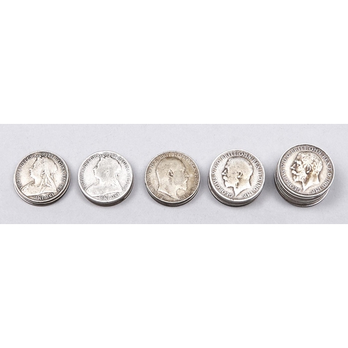 533 - Silver coins. United Kingdom florins, period pre-1921, 8ozs