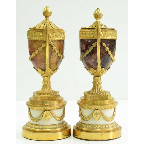 508 - A pair of George III ormolu mounted Blue John 'Vase Perfume Burners' by Matthew Boulton, c1770, with... 
