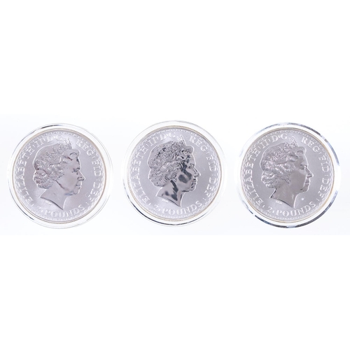 1043 - Silver coins. United Kingdom Britannia 1998, 1999 and 2000 (3)