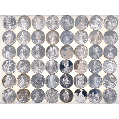 1053 - A set of forty-nine silver medals of the works of Rembrandt, obverse detail; reverse inscription, in... 
