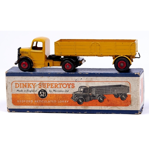 1092 - Dinky Supertoys 521 Bedford articulated lorry, yellow with black wings, boxed, tiny paint chips, box... 