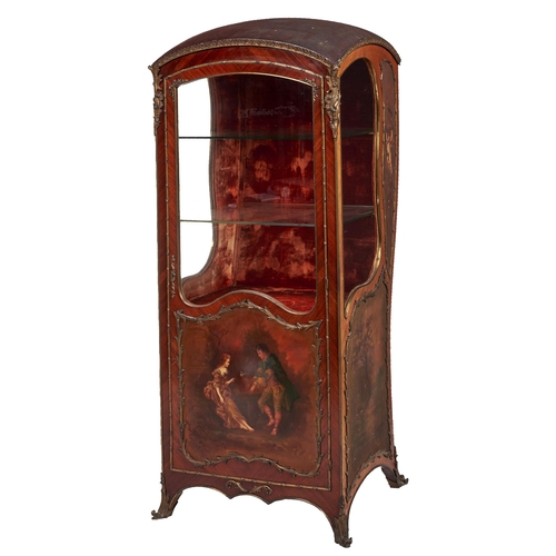 34 - An unusual French ormolu mounted kingwood and vernis Martin cabinet in the form of a sedan chair, la... 