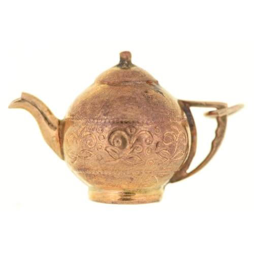 519 - A 9ct gold charm in the form of a teapot, 19mm, London 1969, 2.8g