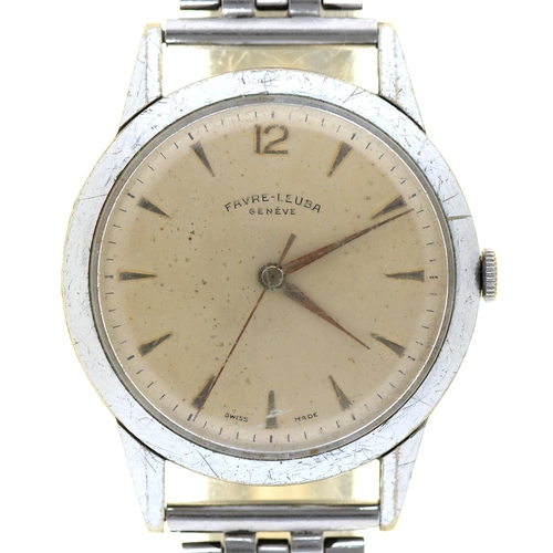 528 - A Favre-Leuba stainless steel gentleman's wristwatch, 35mm, marked on case back 40214/416, on contem... 