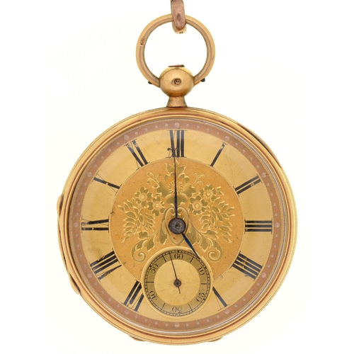555 - An 18ct gold lever watch, Samuel Sharpe, Retford, No 38783, with gold balance and engraved dial, eng... 