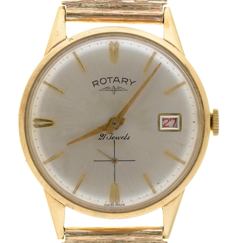 556 - A Rotary 9ct gold gentleman's wristwatch, import marked Glasgow 1961, 33mm diam, on a 9ct gold brace... 