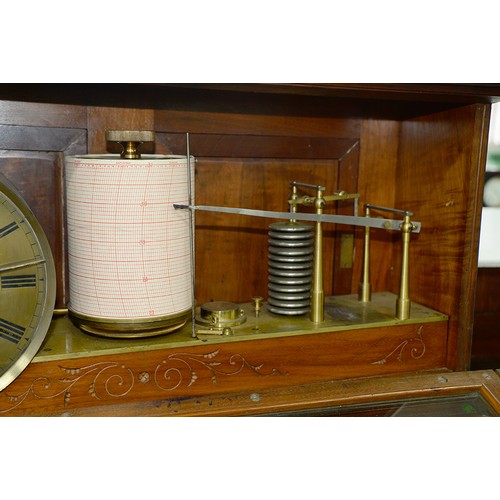 16 - A rare Victorian walnut self-recording aneroid barometer, L Casella London, c1880, the timepiece wit... 