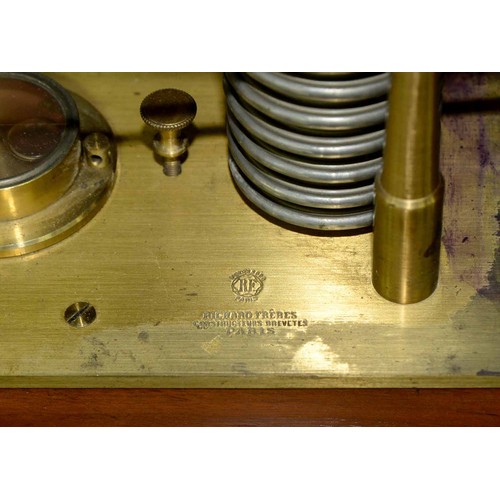 16 - A rare Victorian walnut self-recording aneroid barometer, L Casella London, c1880, the timepiece wit... 