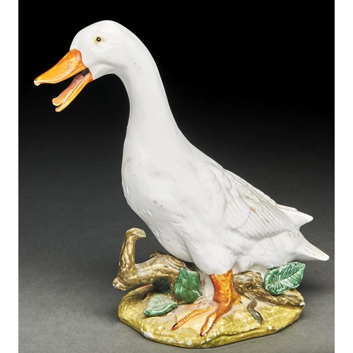 55 - A Staffordshire earthenware model of a goose, late 19th c,  27cm h