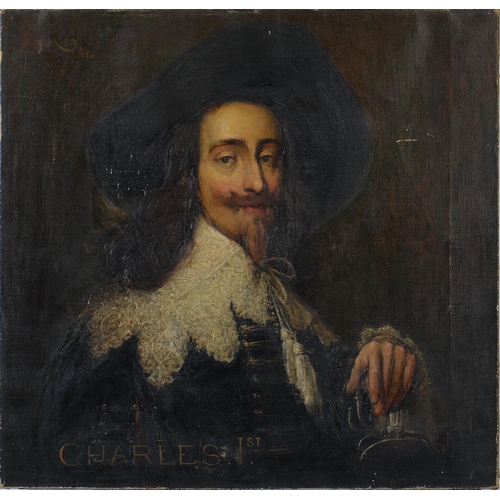 650 - English School, late 19th c, after Sir Anthony van Dyck - Portrait of Charles I, signed with initial... 
