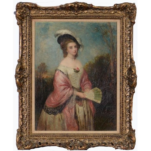 658 - Attributed to Charles Baxter RBA (1809-1879) - Young Woman in a Plumed Hat, oil on canvas, 26 x 19.5... 