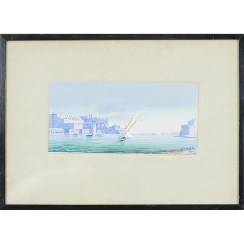 679 - Maltese School, early 20th c - The Grand Harbour Valletta, a set of four, all signed Galea, gouache,... 