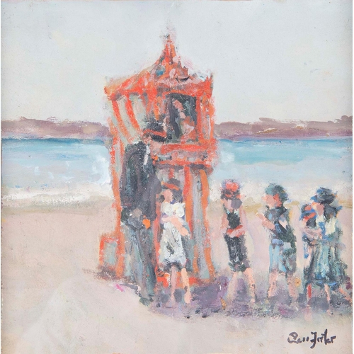 681 - Ross Foster (20th / 21st c) - The Punch and Judy Show, signed, oil on board, 26.5 x 26.5cm... 