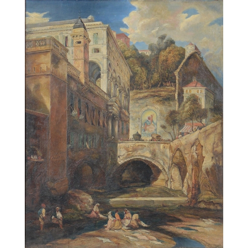 687 - Attributed to James Holland (1799-1870) - The Fountain of St Hugo of Genoa near the Palazzo Andrea D... 