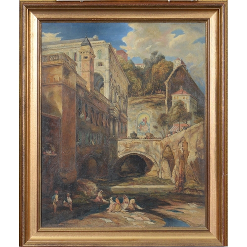 687 - Attributed to James Holland (1799-1870) - The Fountain of St Hugo of Genoa near the Palazzo Andrea D... 