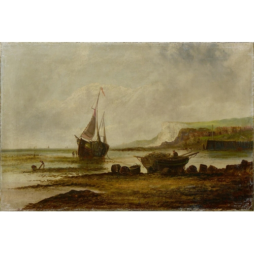 688 - E Nevil (Fl. late 19th c) - Scenes on the Coast at Low Tide, a pair, both signed, oil on canvas, 49.... 