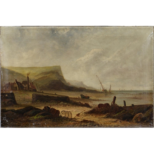 688 - E Nevil (Fl. late 19th c) - Scenes on the Coast at Low Tide, a pair, both signed, oil on canvas, 49.... 