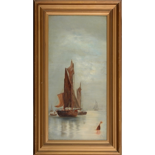 1022 - English School, early 20th c - Fishing Boats off the Kent Coast, bears signature and date, watercolo... 