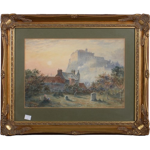 1006 - Robert Brown Johnston (1840-1914) - Edinburgh Castle at Sunrise, signed, watercolour, 25.5 x 36.5cm,... 