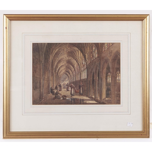 1015 - Alfred Edward Parkman (1852-1930) - The Lavatorium Gloucester Cathedral, signed and inscribed, water... 