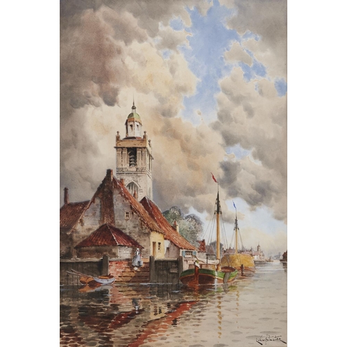 1008 - Louis van Staaten (1836-1909) - Near Amsterdam, signed, watercolour, 59 x 39.5cm